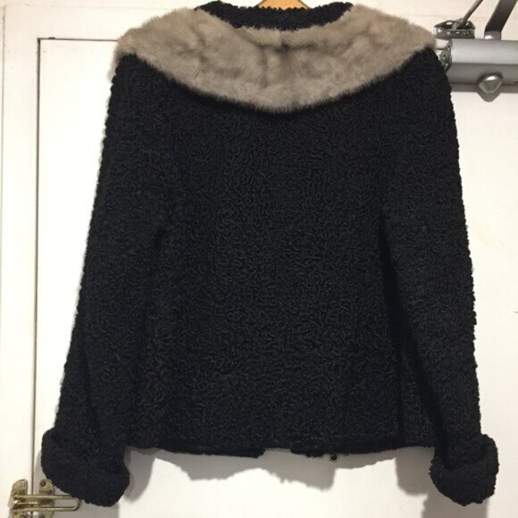 VINTAGE SELLERS-GOUGH TORONTO PERSIAN LAMB CURLY COAT MINK COLLAR SIZE S - Picture 4 of 10